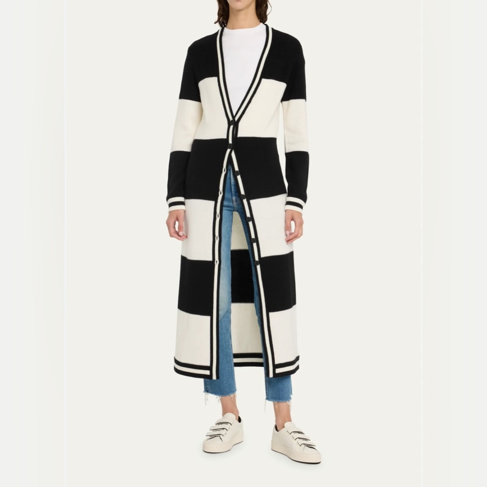 Alice + Olivia BRADFORD STRIPED LONG CARDIGAN SMALL